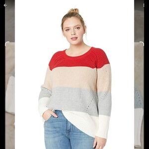 Lucky Brand Colorblocked Pointelle-Knit Cozy Warm Sweater Womens Size L